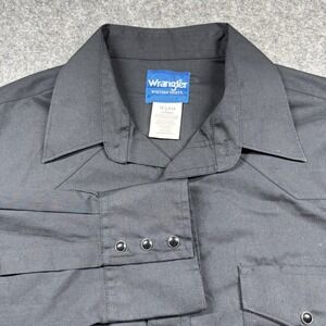 Wrangler Western Pearl‎ Snap Shirt Men XL Black Long Sleeve Cowboy Rodeo 16.5x34